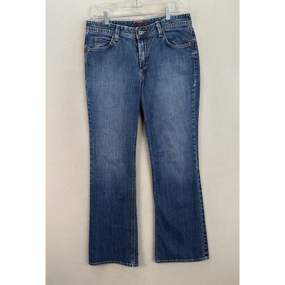 Vintage Y2K Eddieโ Bauer Jeans Women's 30x31 Mid Rise Classic Bootcut Blue Denim
